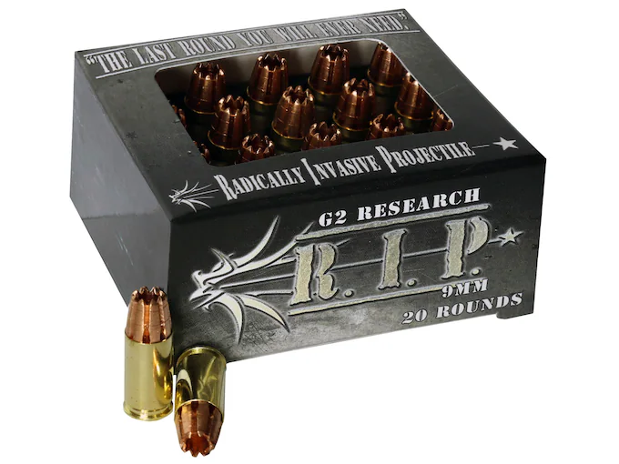 G2 Research R.I.P. 9mm Luger Ammo 92 Grain G2 R.I.P. Fragmenting Hollow Point Lead Free Box of 100 rounds G2 Research R.I.P. 9mm Luger Ammo 92 Grain G2 R.I.P. Fragmenting Hollow Point Lead Free Box of 100 rounds - Ammunition - Indiana Gun Shop